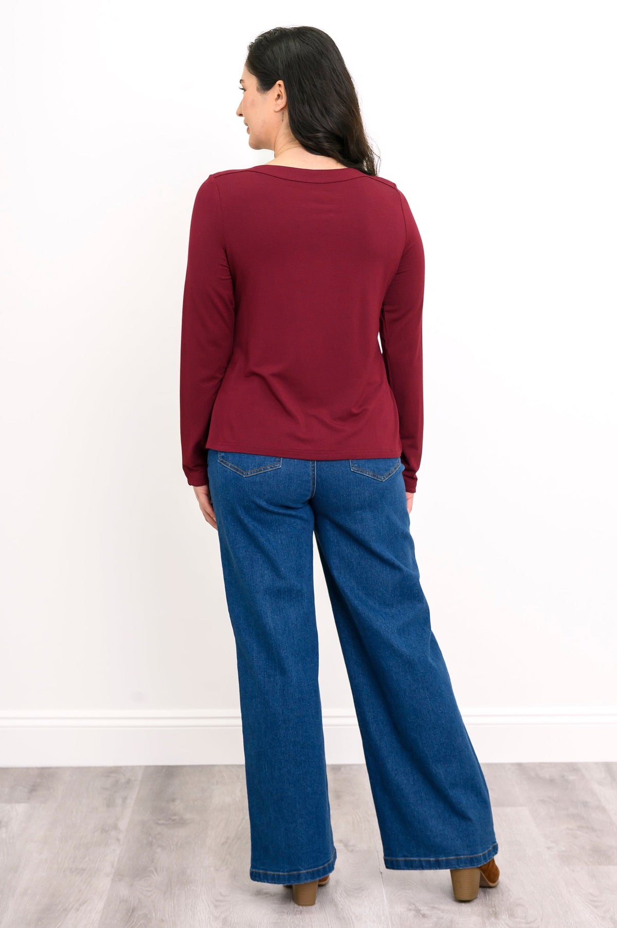 Mona Top, Burgundy, French Terry