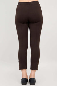 Back view of Nadine Crop Pants in chocolate, showing seam and waistband design