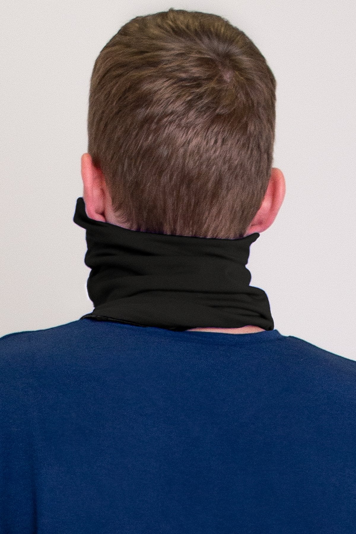 Black neck warmer/face cover mask.