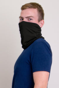 Black neck warmer/face cover mask.