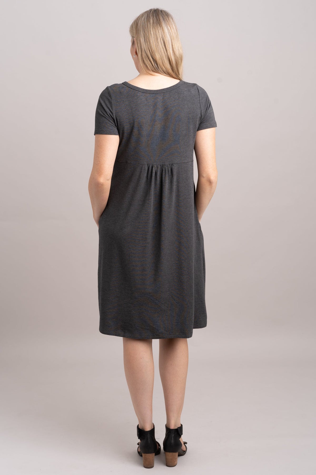 Nelly Short Sleeve Dress, Graphite, Bamboo - Final Sale