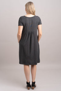 Nelly Short Sleeve Dress, Graphite, Bamboo - Final Sale