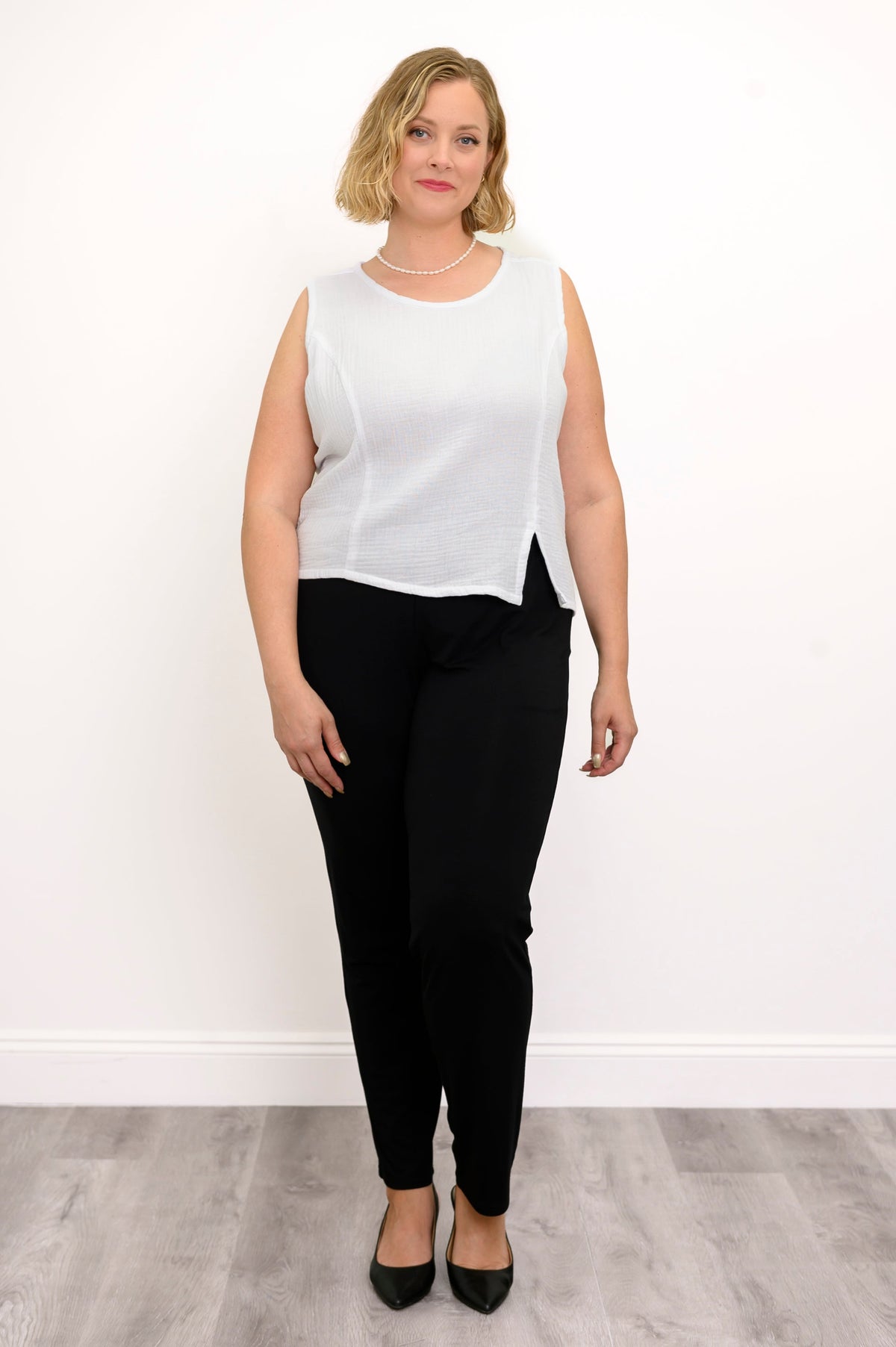 Orla Tank, White, Cotton Gauze