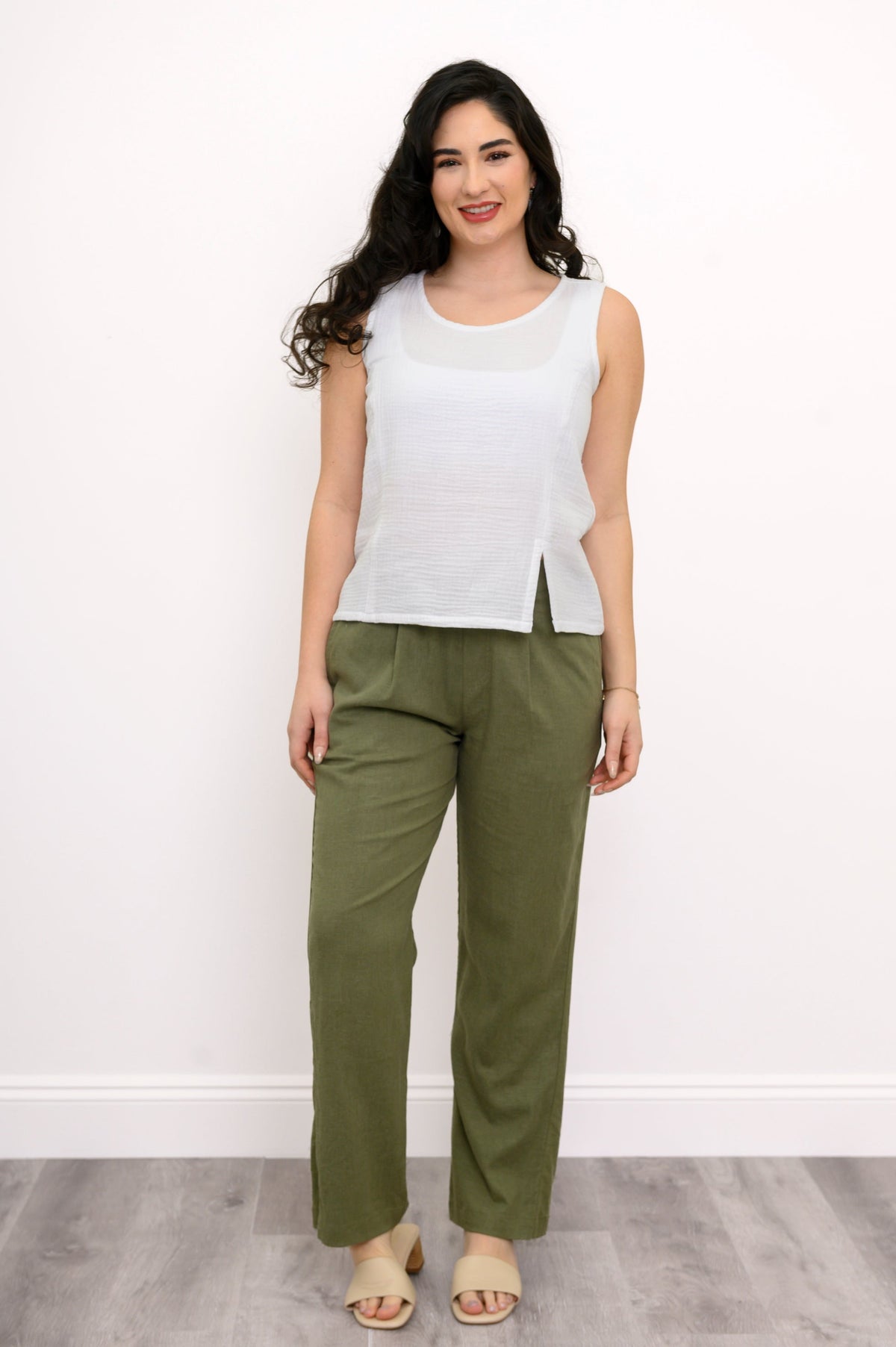 Orla Tank, White, Cotton Gauze
