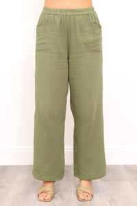 Parker Pant, Sage, Cotton Gauze