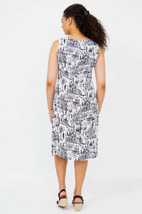 Back view of Patricia Shift Dress in City Sketch print