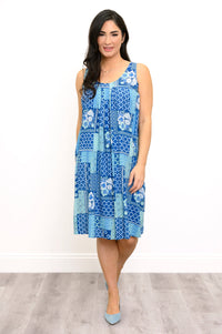 Peachy Dress, Indigo Bloom