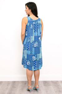 Peachy Dress, Indigo Bloom