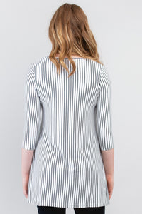 Perfect Tunic, White/Black Small Stripe, Bamboo- Final Sale