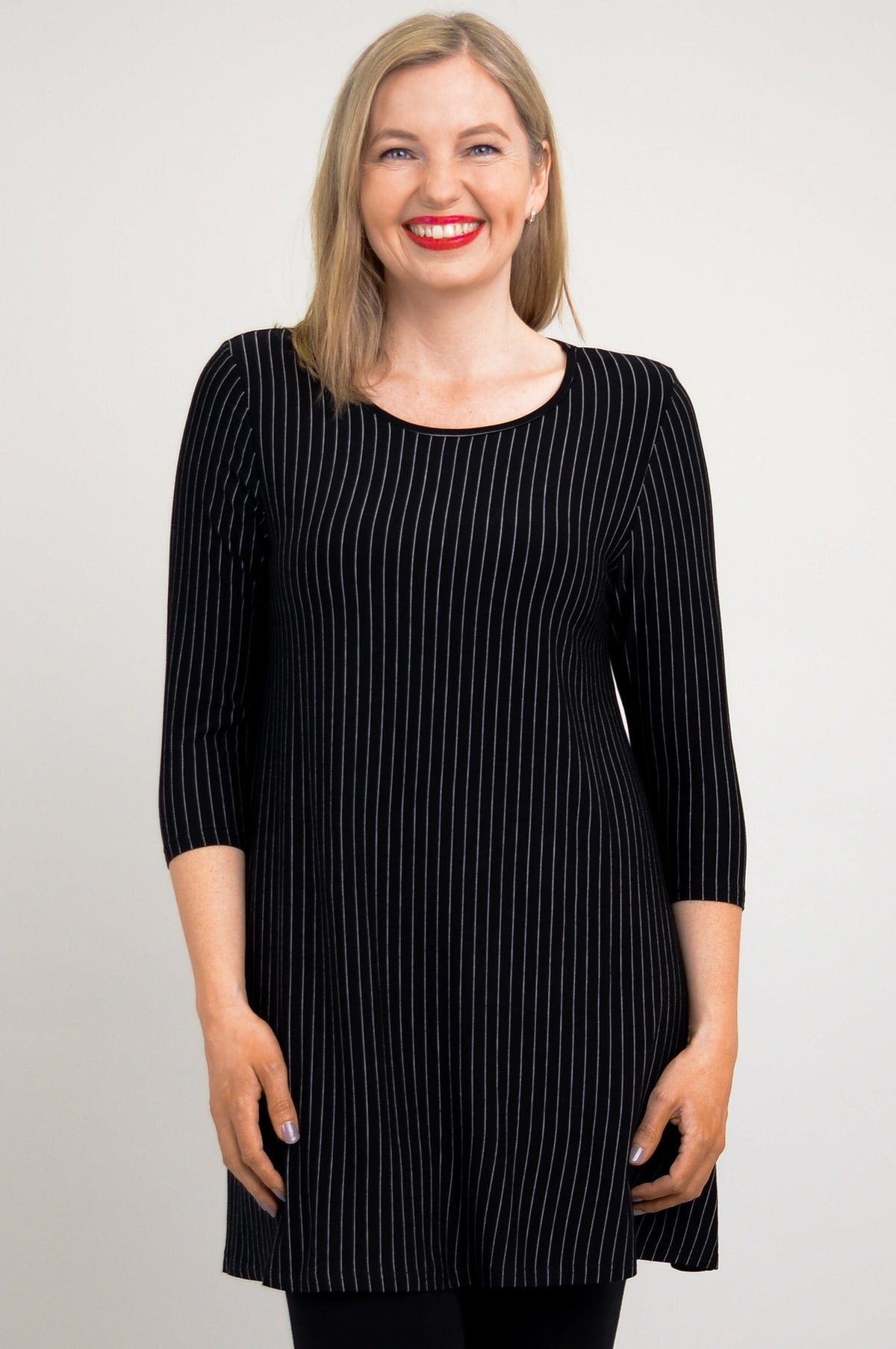 Perfect Tunic, BW Pin Stripe, Bamboo - Final Sale