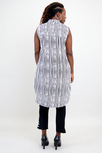 Queenie N/S Blouse, BW Stripe- Final Sale