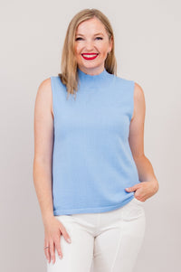 Reena Tank, Blue, Cotton - Final Sale