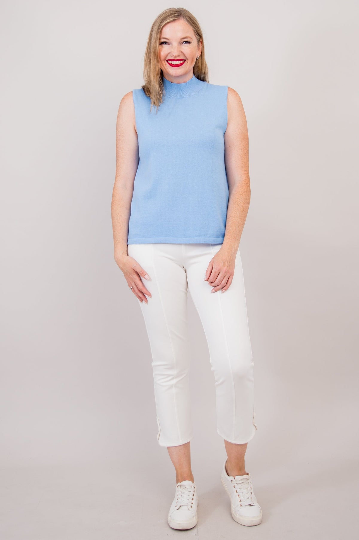 Reena Tank, Blue, Cotton - Final Sale