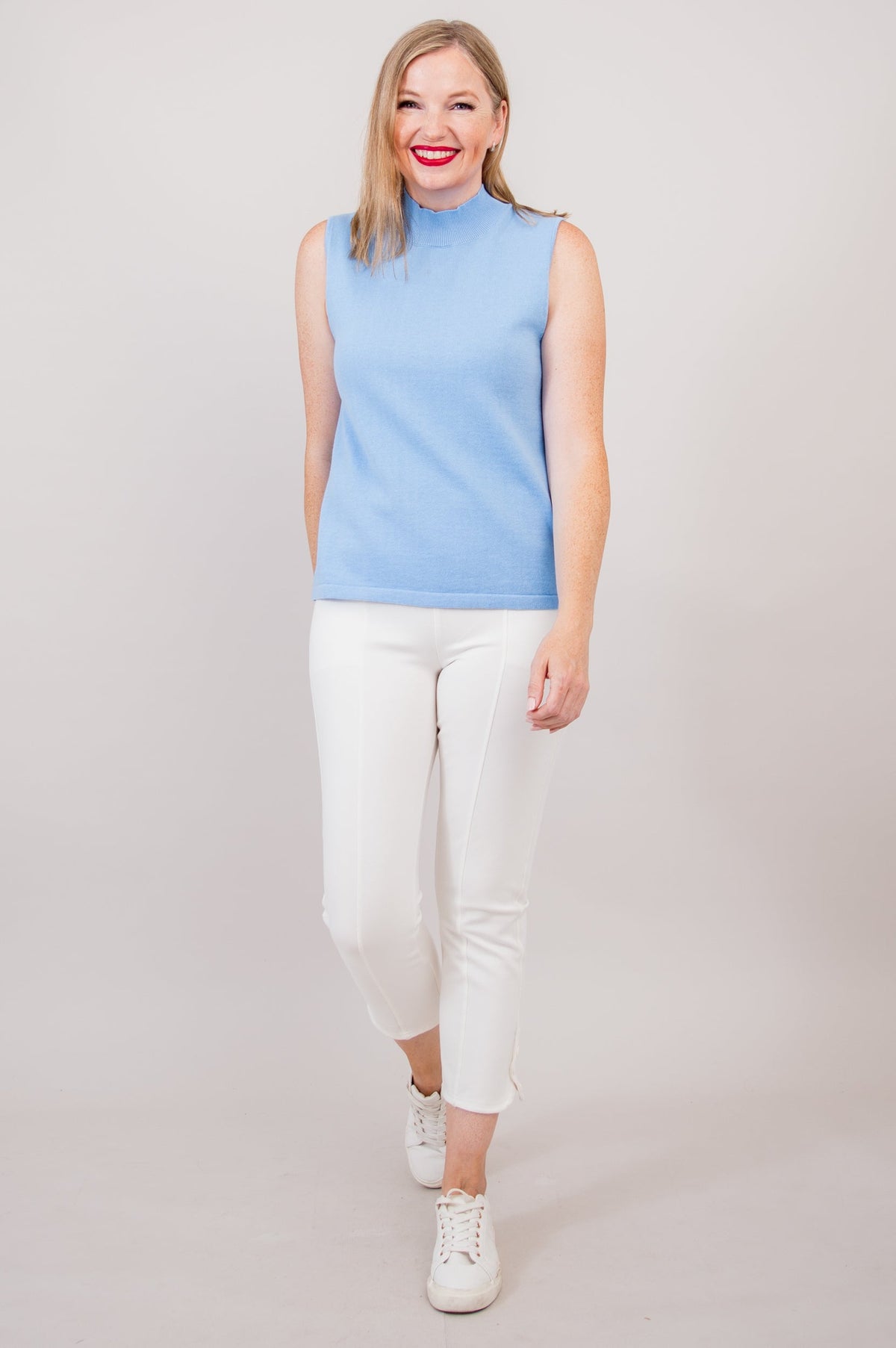 Reena Tank, Blue, Cotton - Final Sale