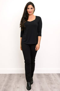 Ritzy 3/4 Top, Black, Bamboo
