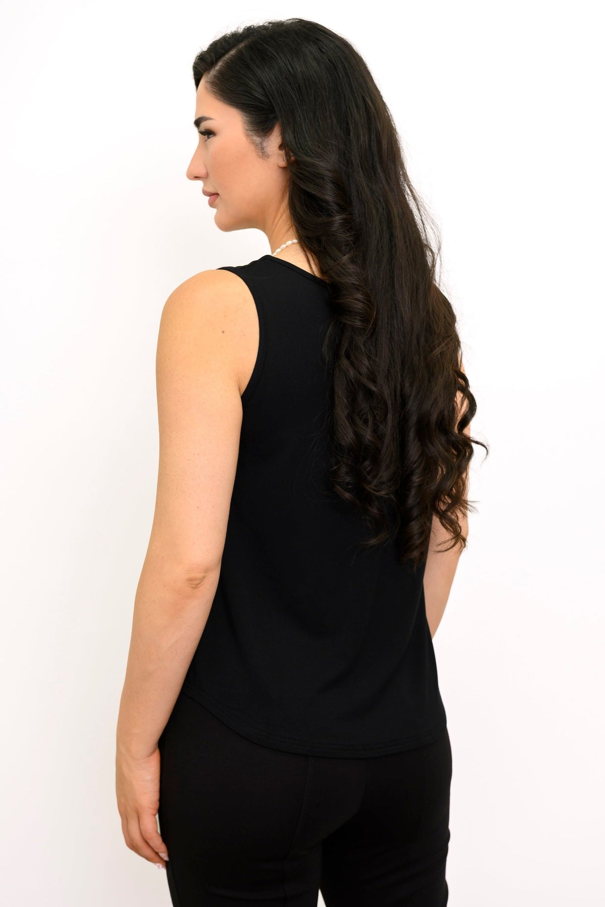 Ritzy 3/4 Top, Black, Bamboo