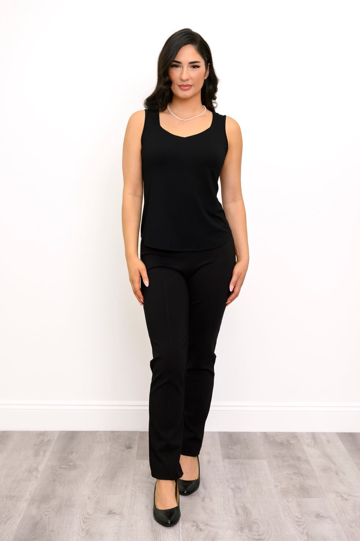 Ritzy 3/4 Top, Black, Bamboo