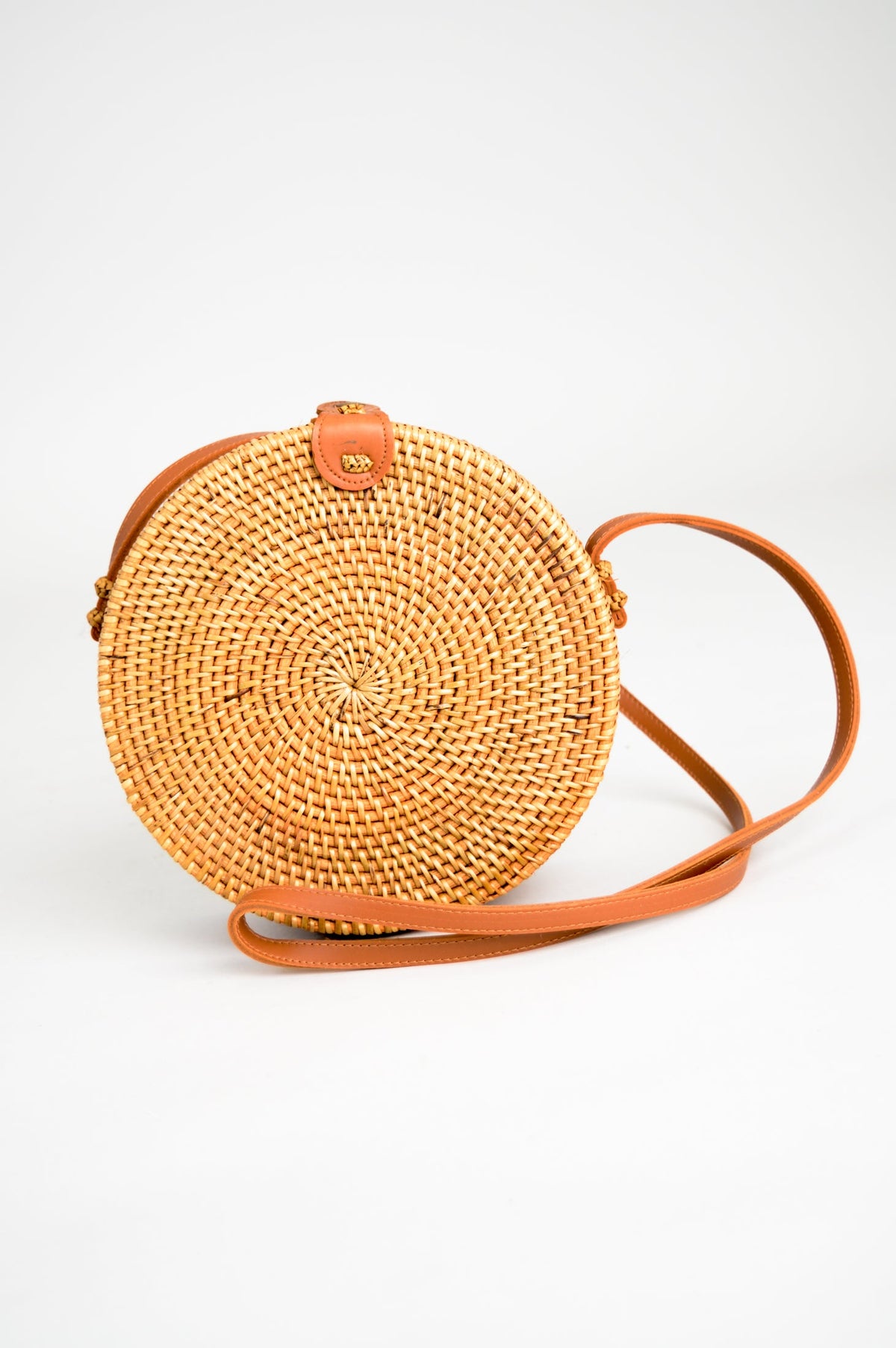 Round Rattan Purse, Natural