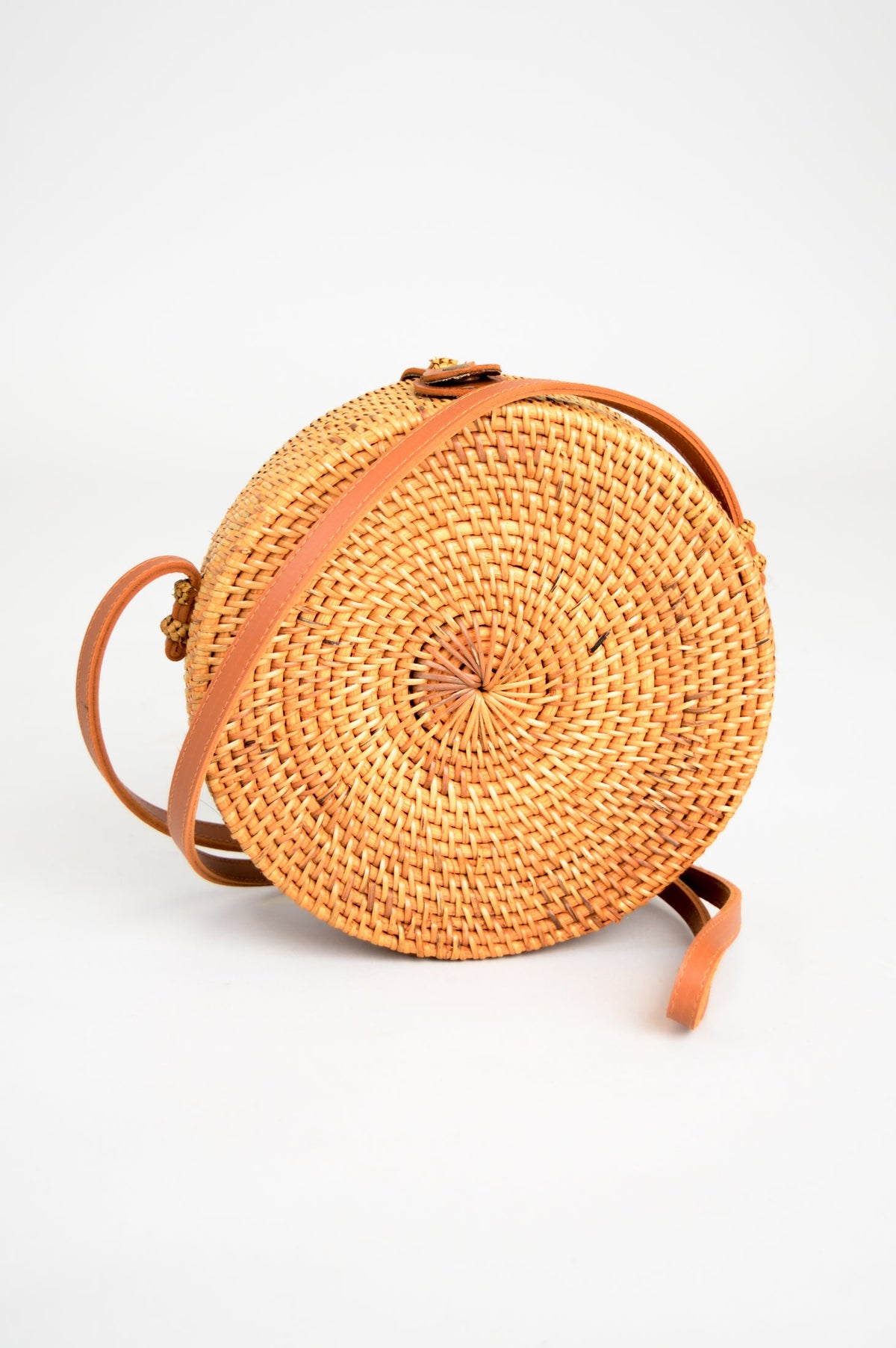 Round Rattan Purse, Natural
