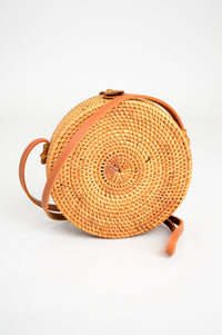 Round Rattan Purse, Natural