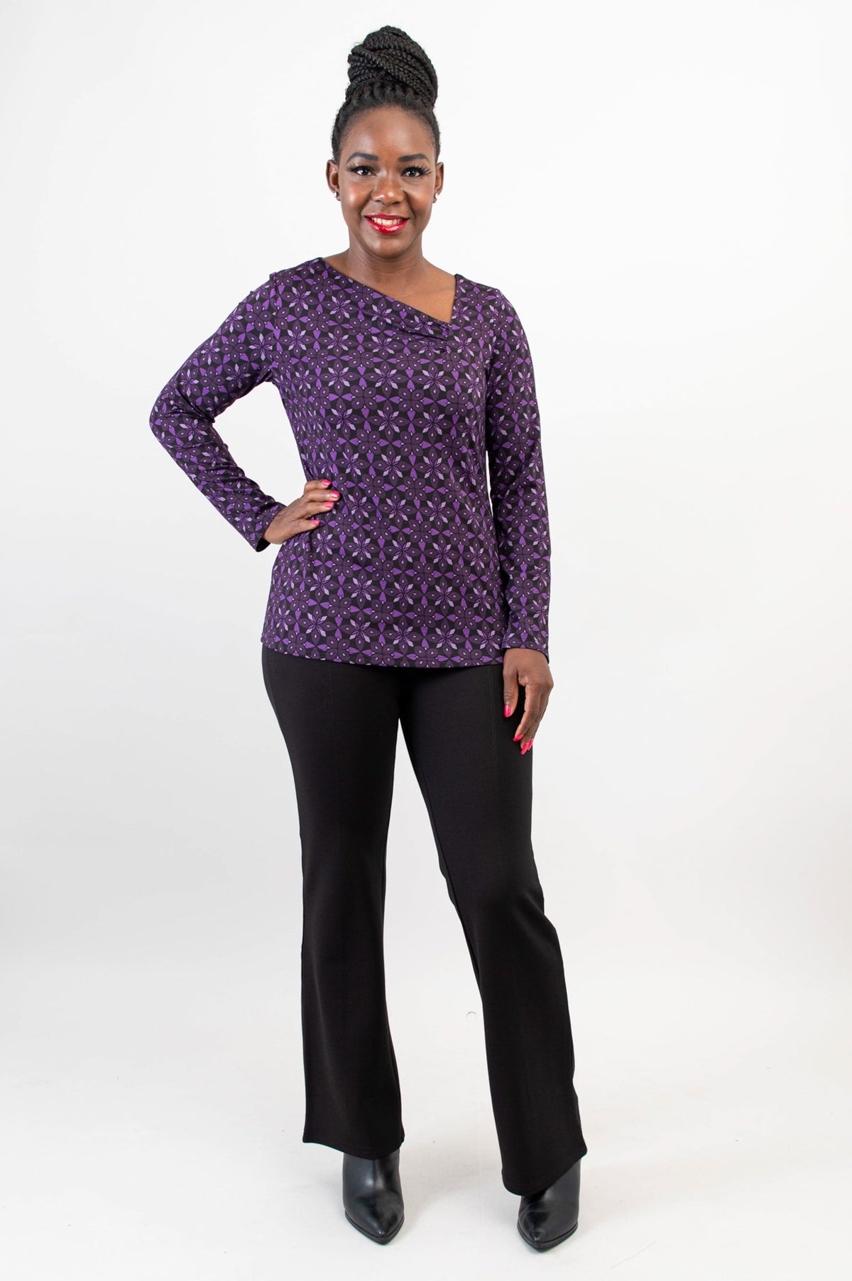 Ruth Top, Geo Flower, Bamboo - Final Sale