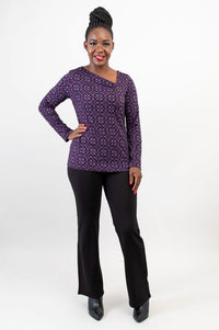 Ruth Top, Geo Flower, Bamboo - Final Sale