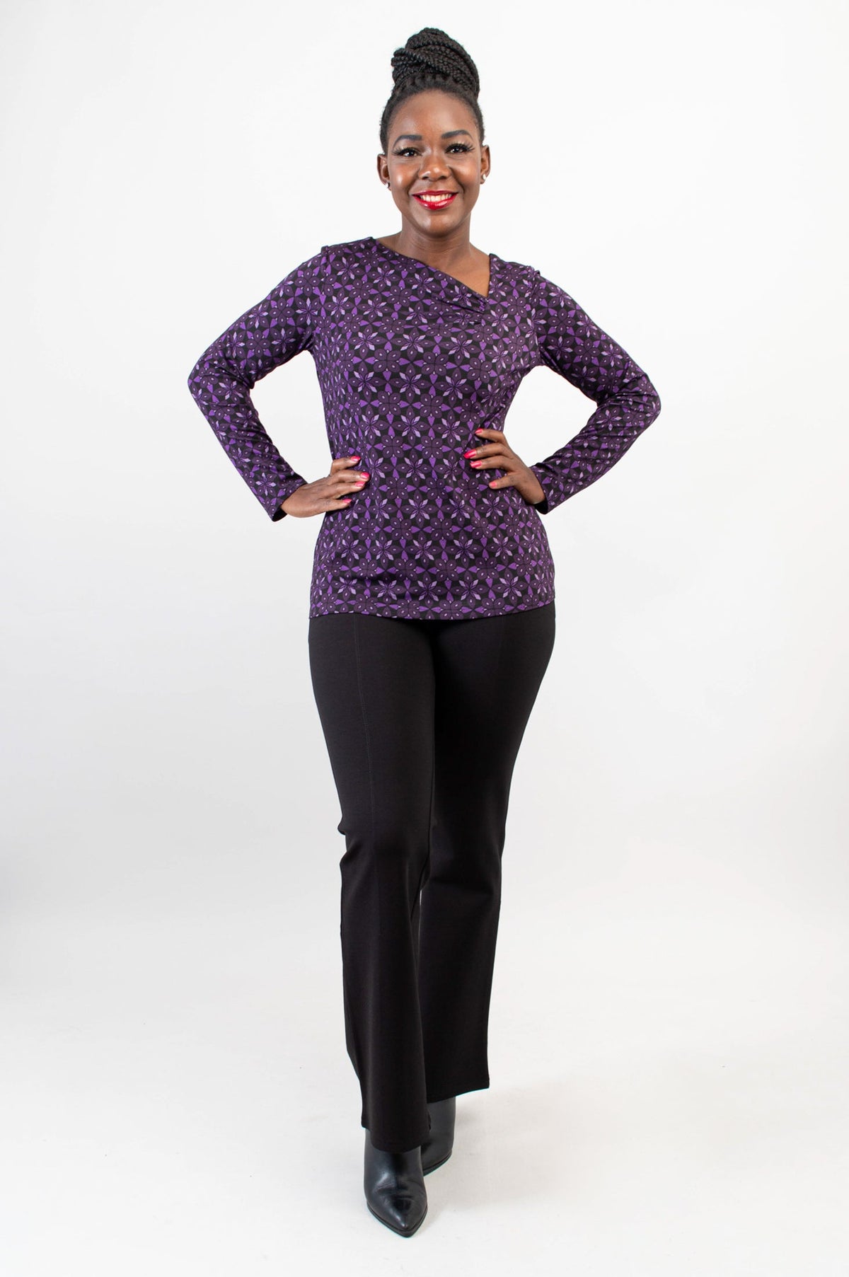 Ruth Top, Geo Flower, Bamboo - Final Sale