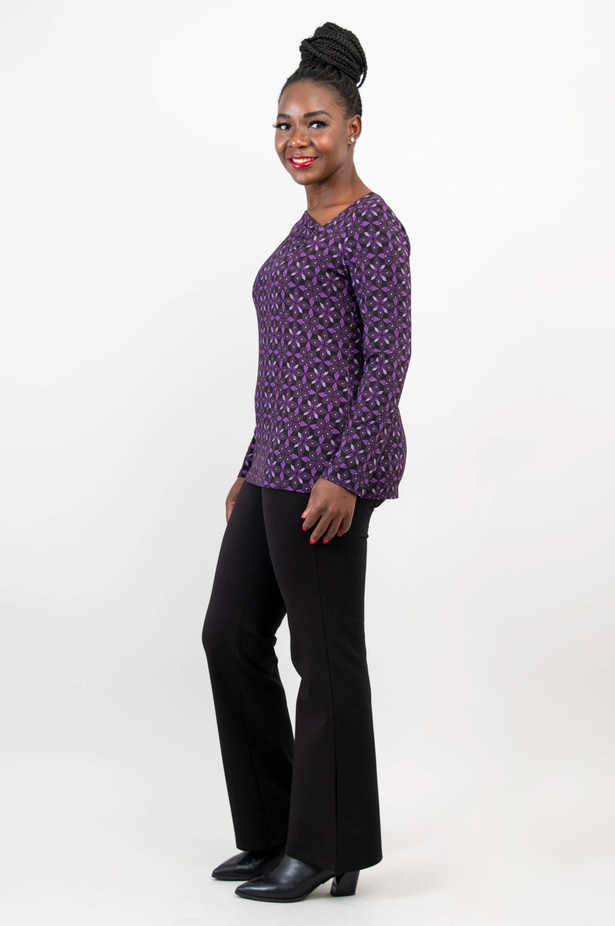 Ruth Top, Geo Flower, Bamboo - Final Sale
