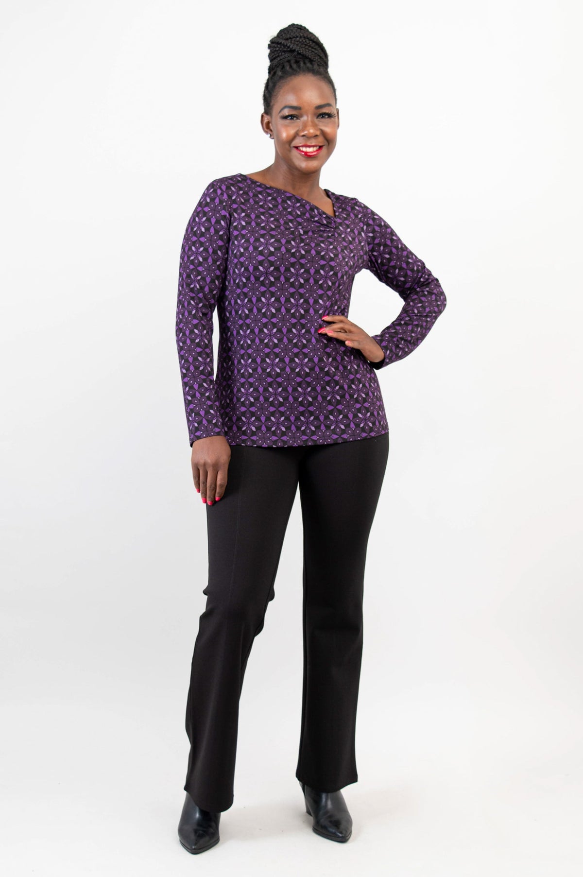 Ruth Top, Geo Flower, Bamboo - Final Sale
