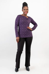Ruth Top, Geo Flower, Bamboo - Final Sale