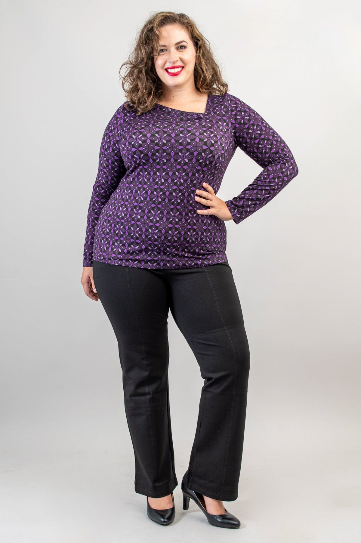 Ruth Top, Geo Flower, Bamboo - Final Sale