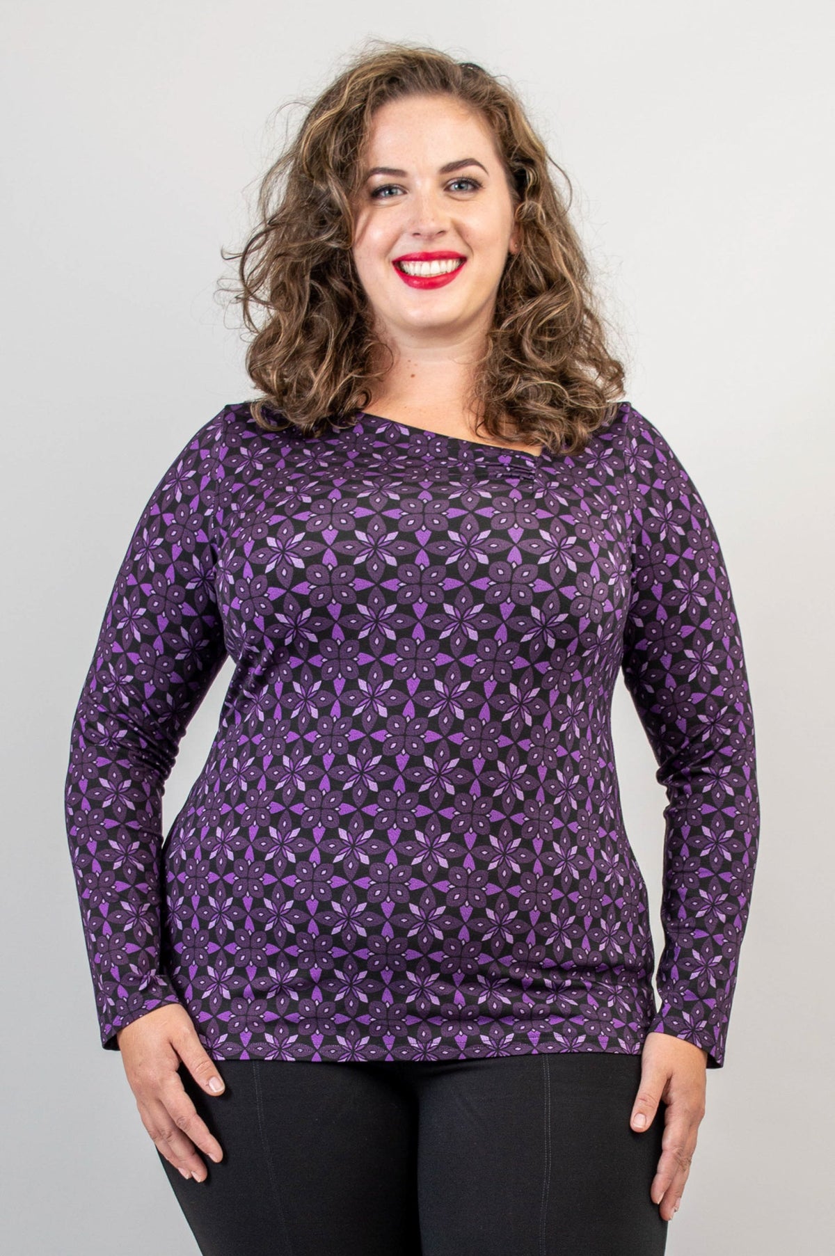 Ruth Top, Geo Flower, Bamboo - Final Sale