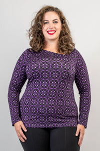 Ruth Top, Geo Flower, Bamboo - Final Sale