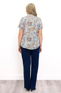 Samantha Blouse, Denim Parade, Linen Bamboo