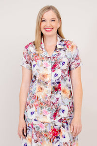 Samantha S/S Top, Wilderberry, Woven Bamboo - final Sale