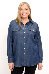 Sara Jane Blouse, Dark Denim