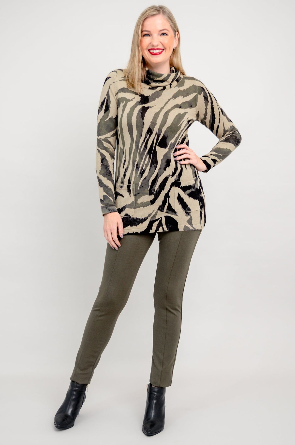 Scooby Sweater, Khaki Jungle, Bamboo Cotton- Final Sale