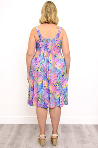 Shauna Dress, Rainbow Tropics, Linen Bamboo