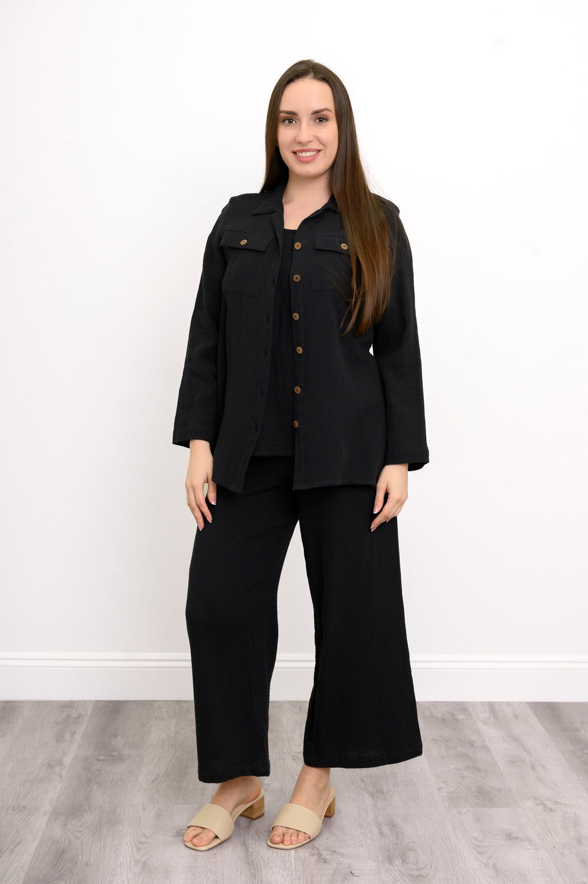 Temple Blouse, Black, Cotton Gauze