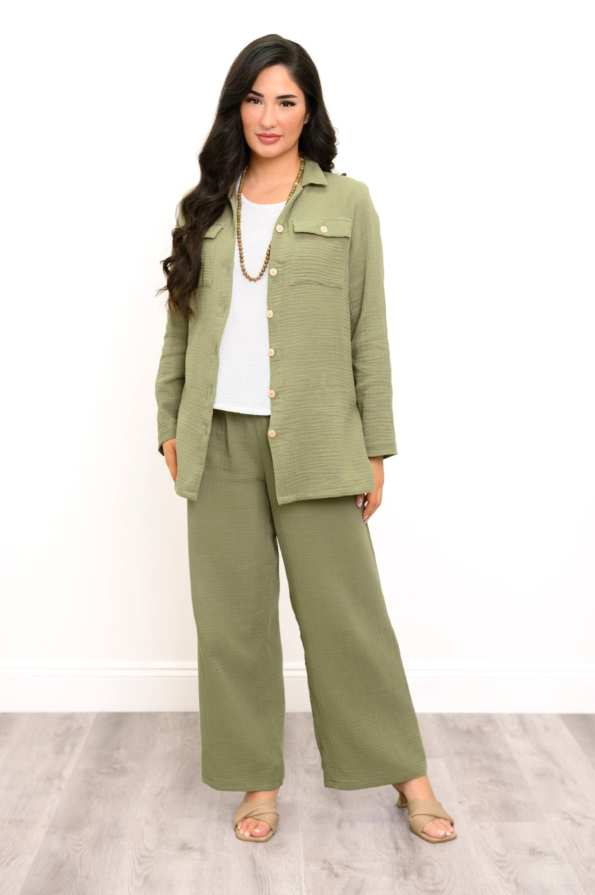 Temple Blouse, Sage, Cotton Gauze