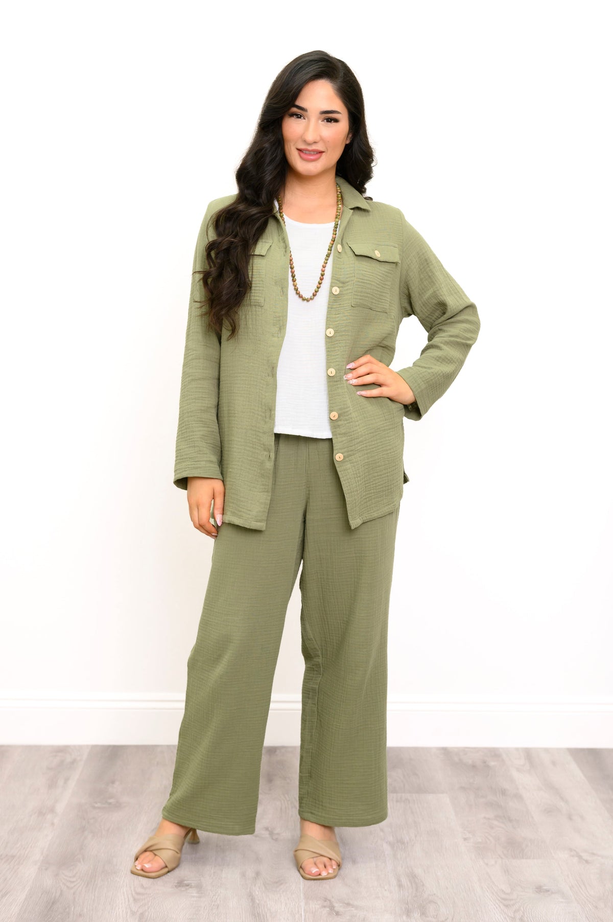 Temple Blouse, Sage, Cotton Gauze