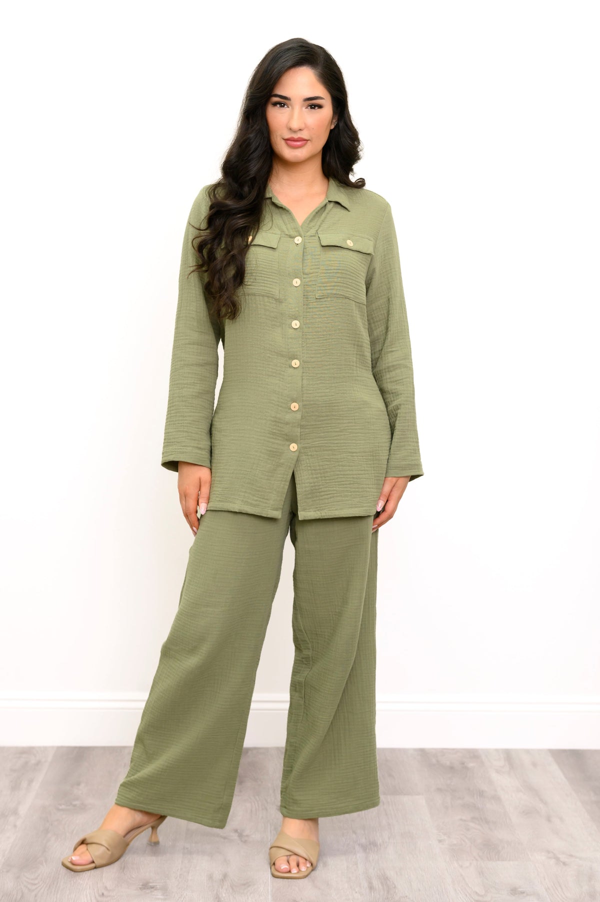 Temple Blouse, Sage, Cotton Gauze