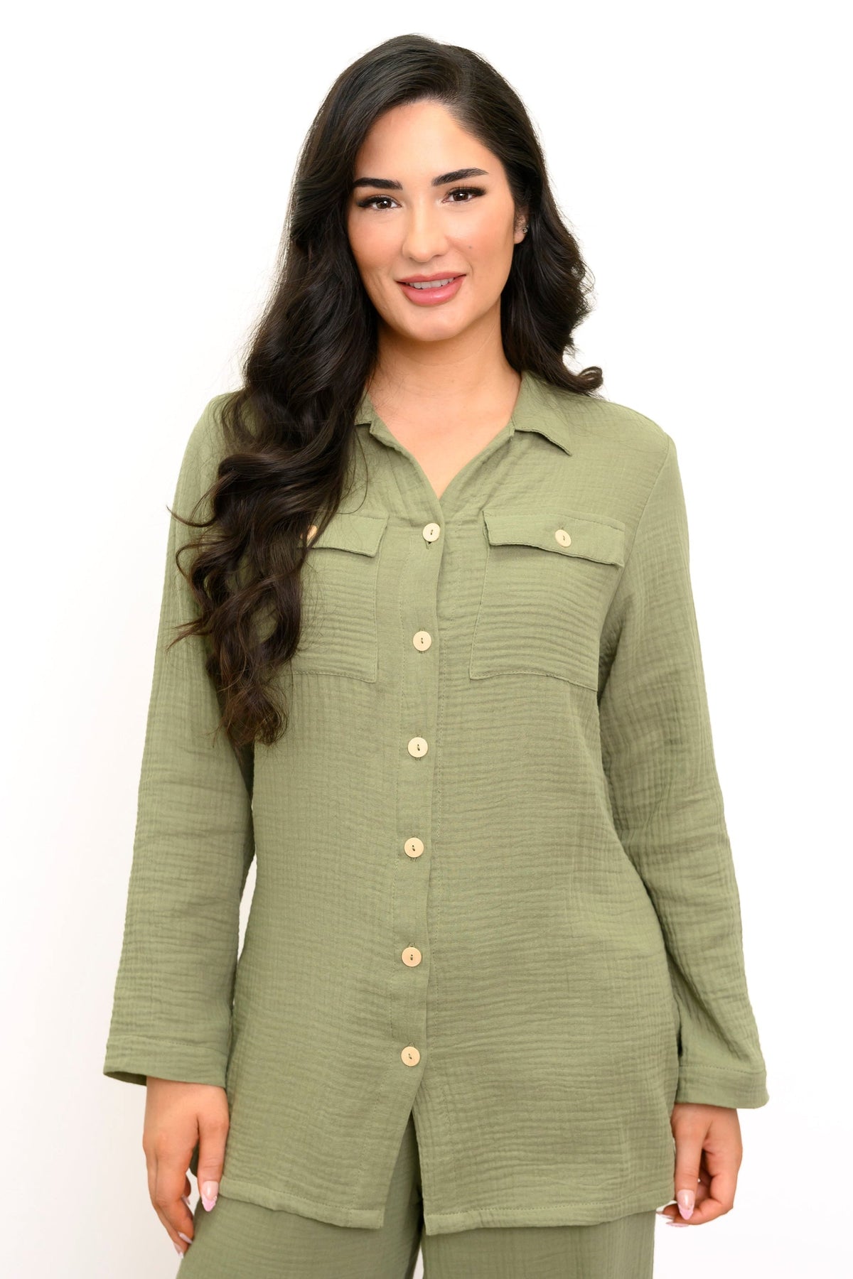 Temple Blouse, Sage, Cotton Gauze