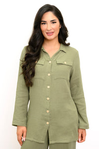 Temple Blouse, Sage, Cotton Gauze