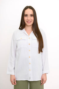 Temple Blouse, White, Cotton Gauze