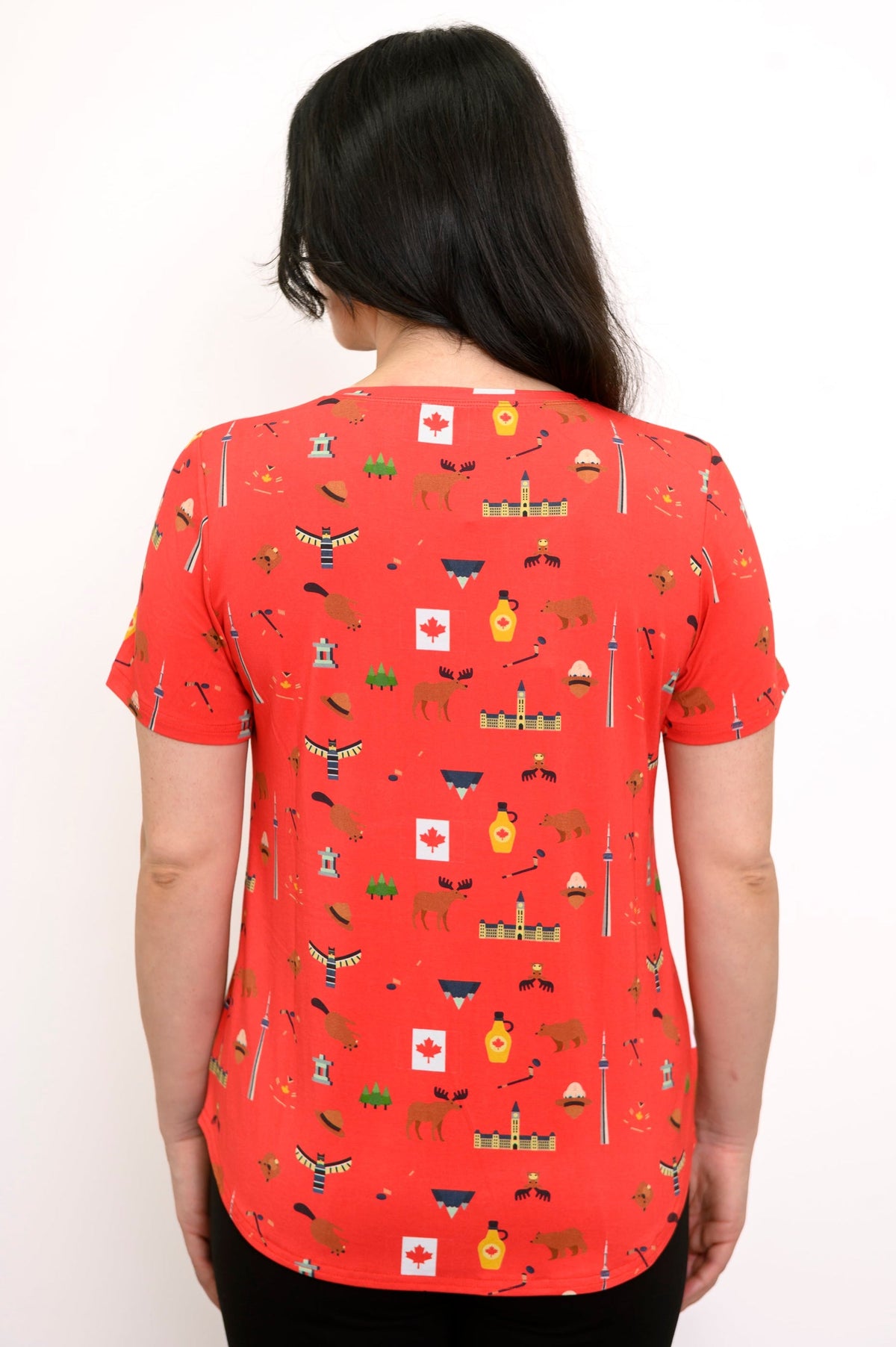 Tessa Tee, Red Canada Print, Bamboo
