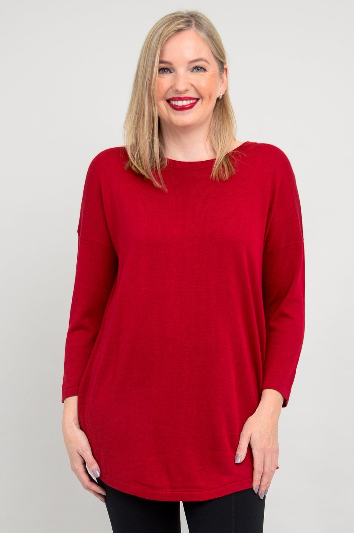 Tina Sweater, Lipstick, Bamboo Cotton- Final Sale