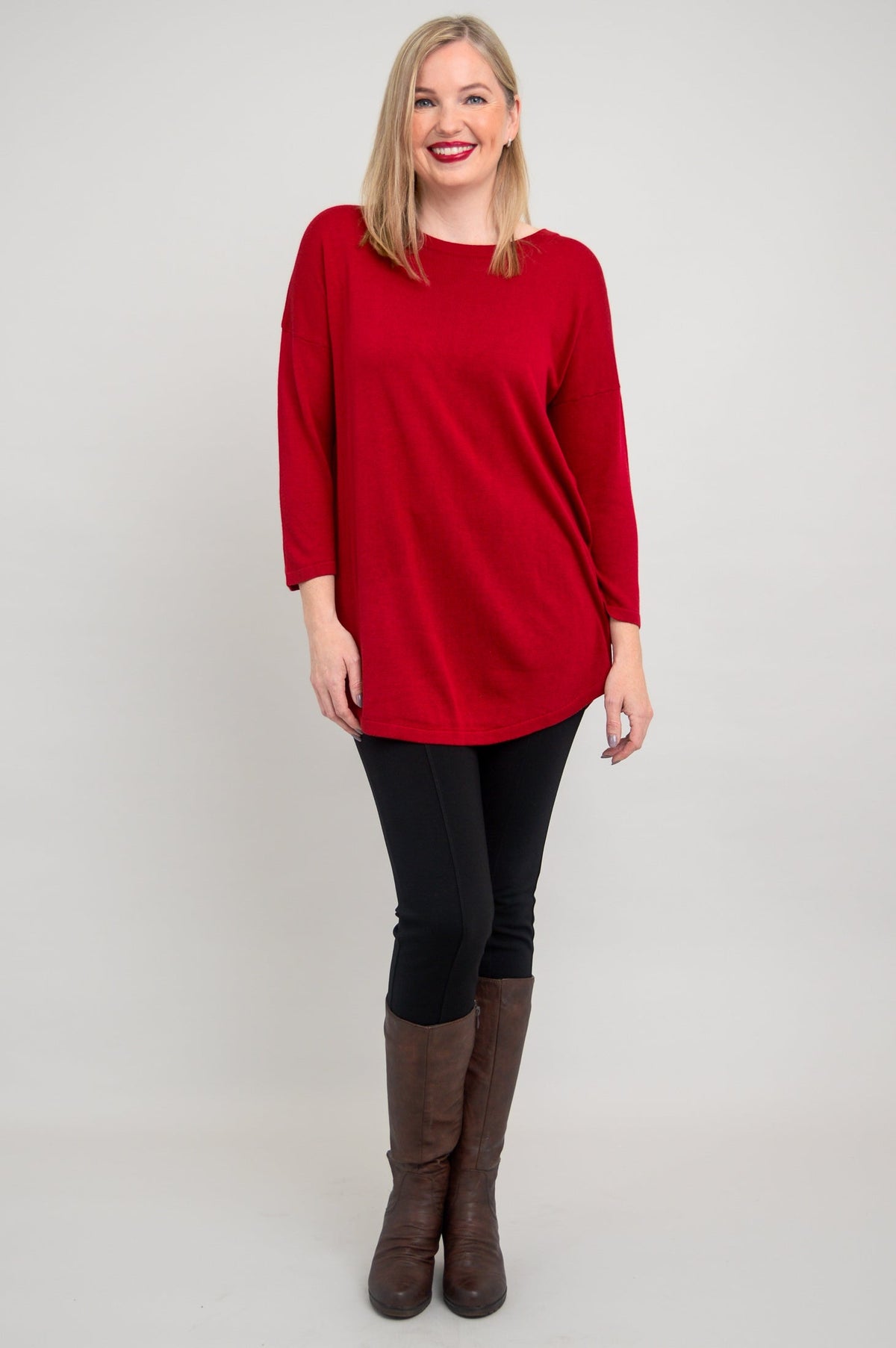 Tina Sweater, Lipstick, Bamboo Cotton- Final Sale
