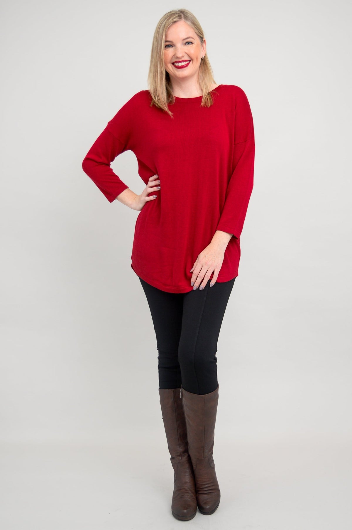 Tina Sweater, Lipstick, Bamboo Cotton- Final Sale