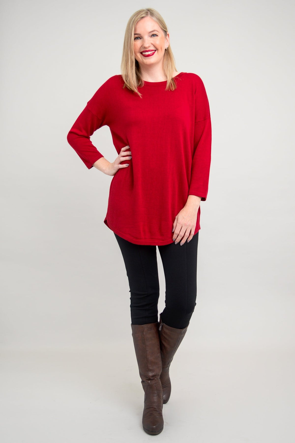Tina Sweater, Lipstick, Bamboo Cotton- Final Sale